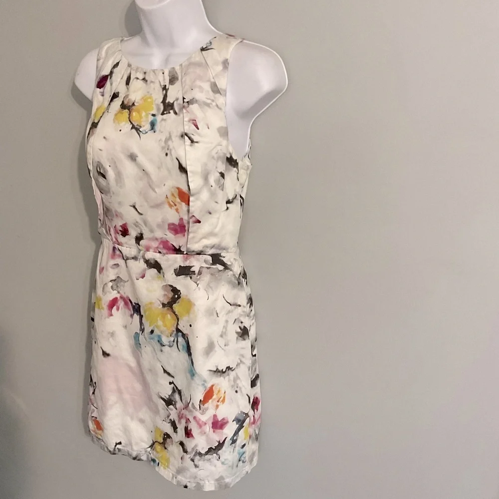 Aryn K Watercolor Floral sleeveless dress. Size small